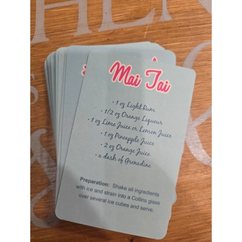 NEW Tropical Drink Recipes 24 Mixed Drinks Pink Flamingo Cards‎